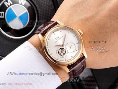 Perfect Replica IWC Portofino Rose Gold Case Tourbillon Face 40mm Watch